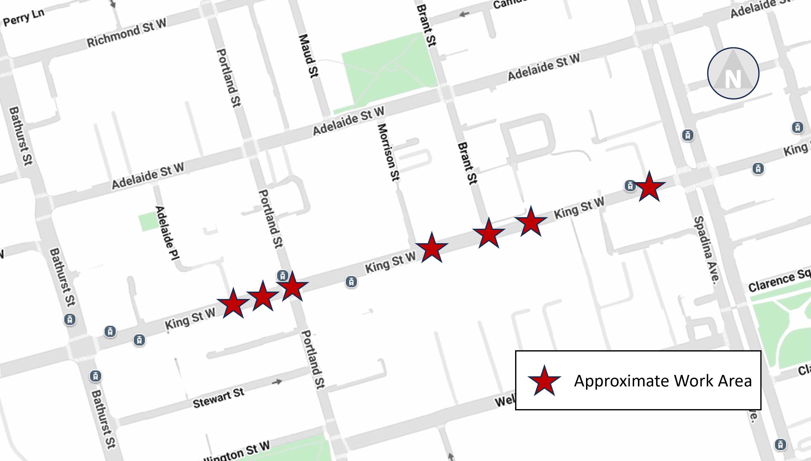 Map showing location of work areas