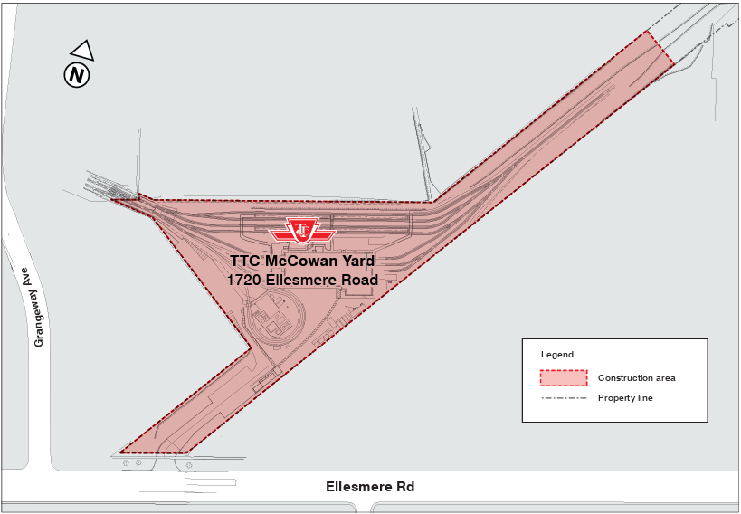 Map of the construction area at 1720 Ellesmere Road
