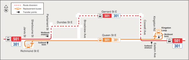 Map of route diversion