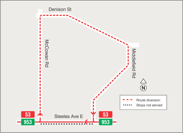 Map of route diversion
