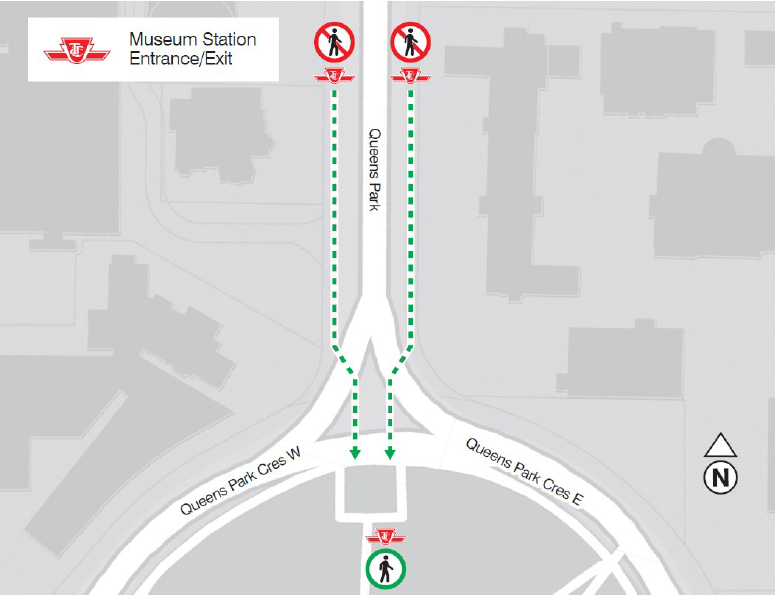 Location of the entrances to Museum Station