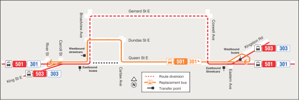 Map of route diversion