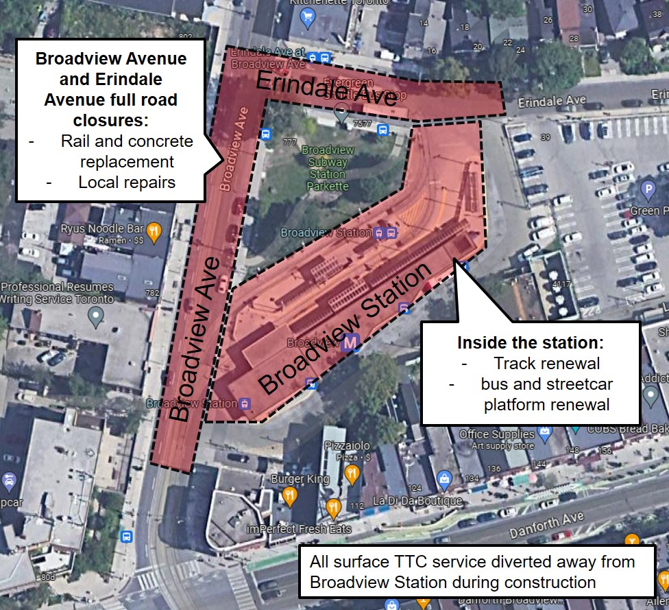 construction phasing at Broadview Station during construction