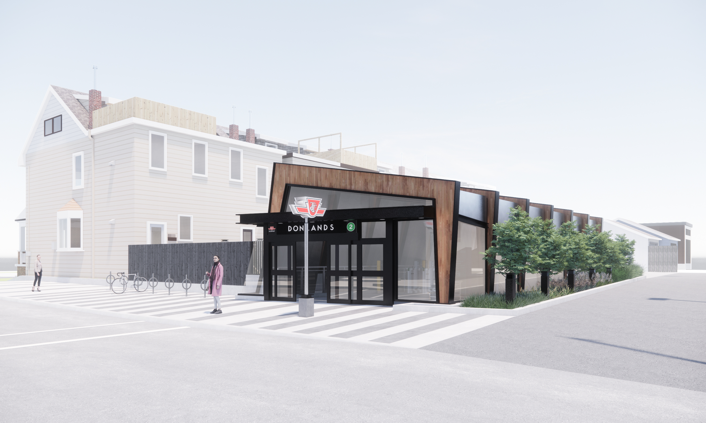Rendering of the finished Donlands Station second exit building