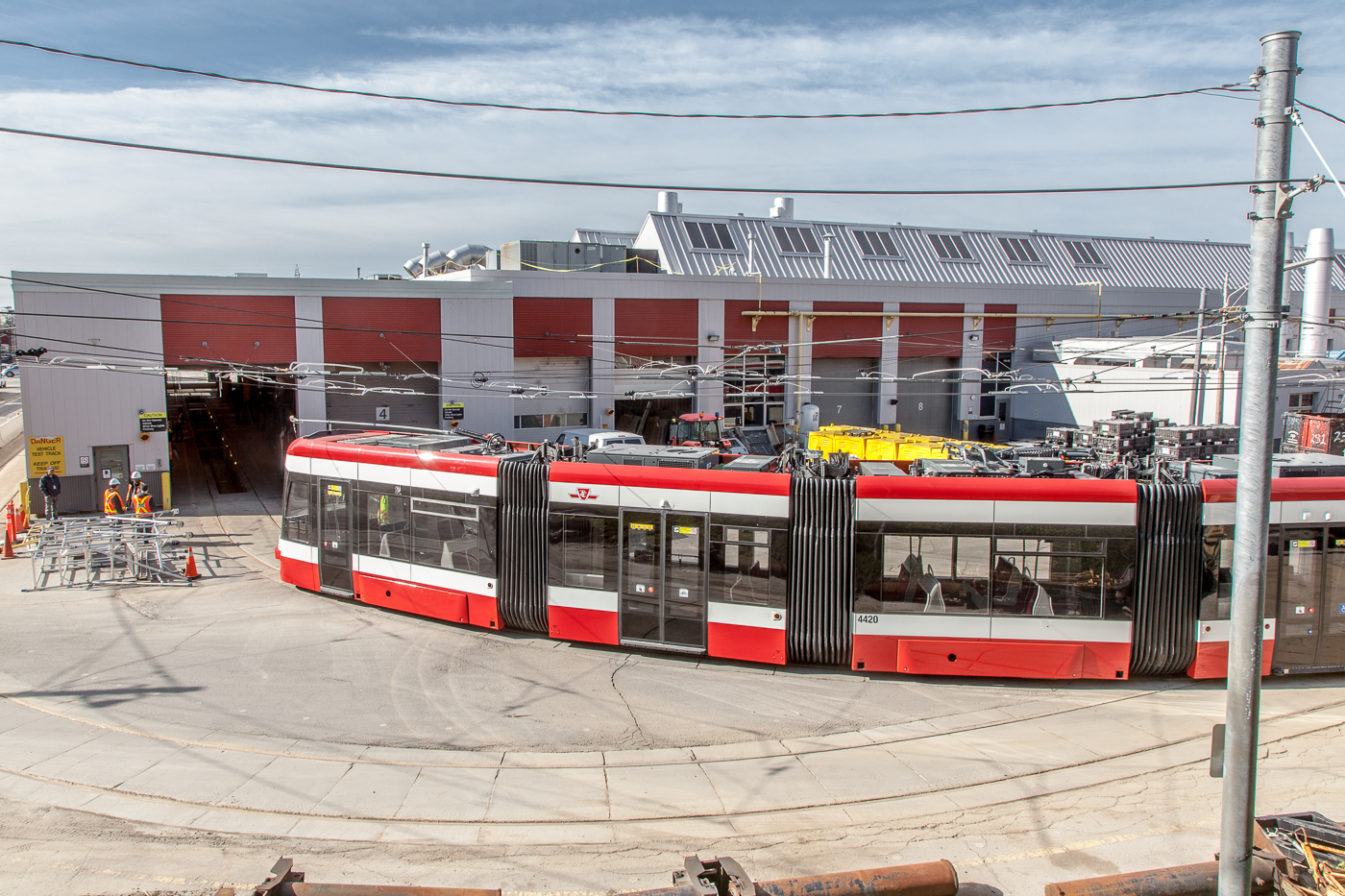 Image of the Harvey Shop Building and a Streetcar at the Hillcrest Complex 