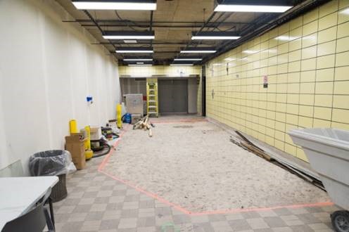 Inside E2 hoarding at the southbound platform after completion of the abatement and removal of the enclosure