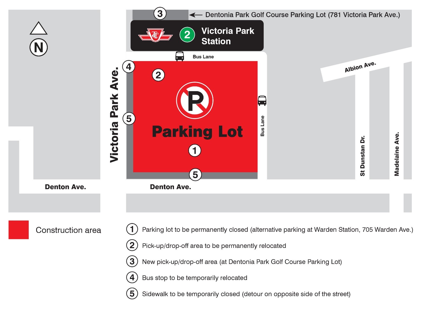 A map of Victoria Park station parking lot. Parking lot will be fully closed.