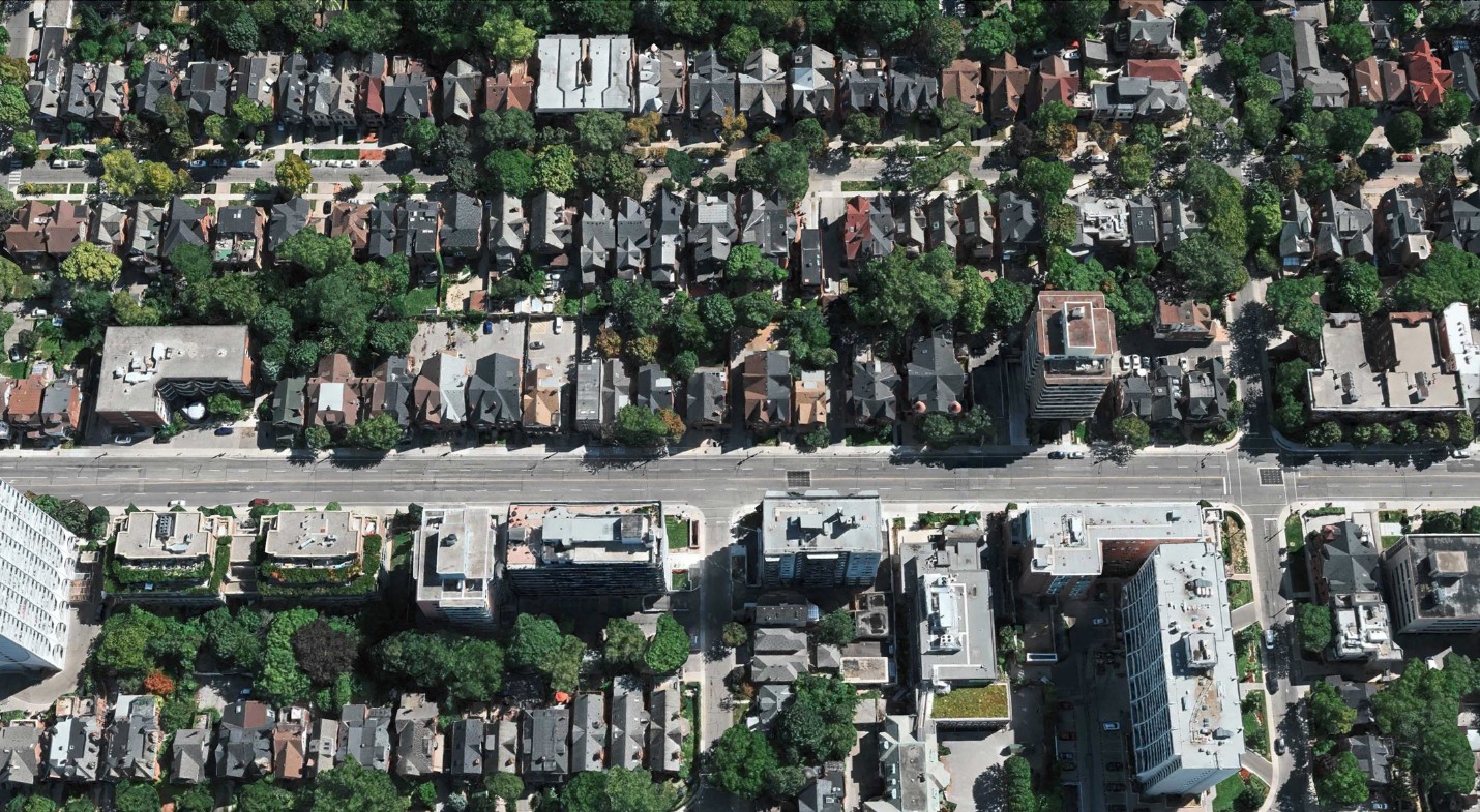 Satellite view of the site and surroundings