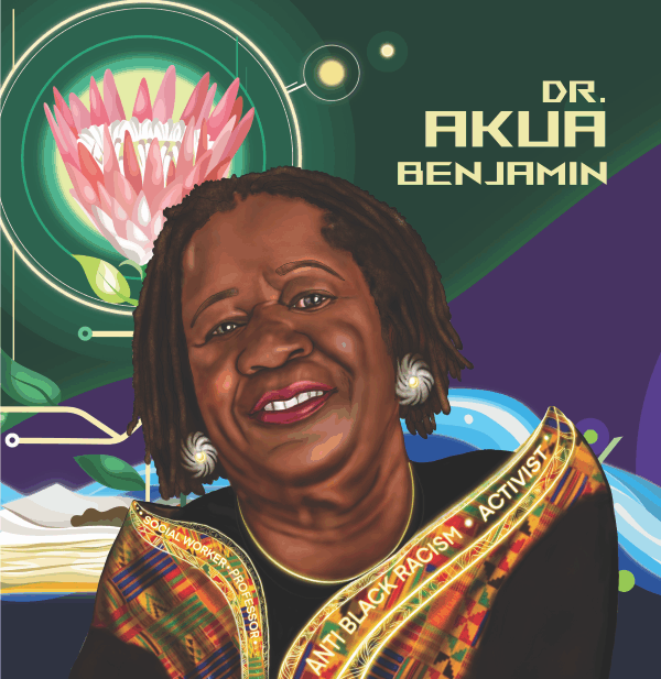 Painted portrait of Dr. Akua Benjamin