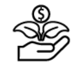 Pictogram of a hand with a plant and a coin