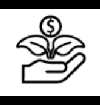 Pictogram of a hand with a plant and a coin