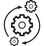 Pictogram of gears spinning