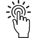 Pictograph of a finger pushing a large button
