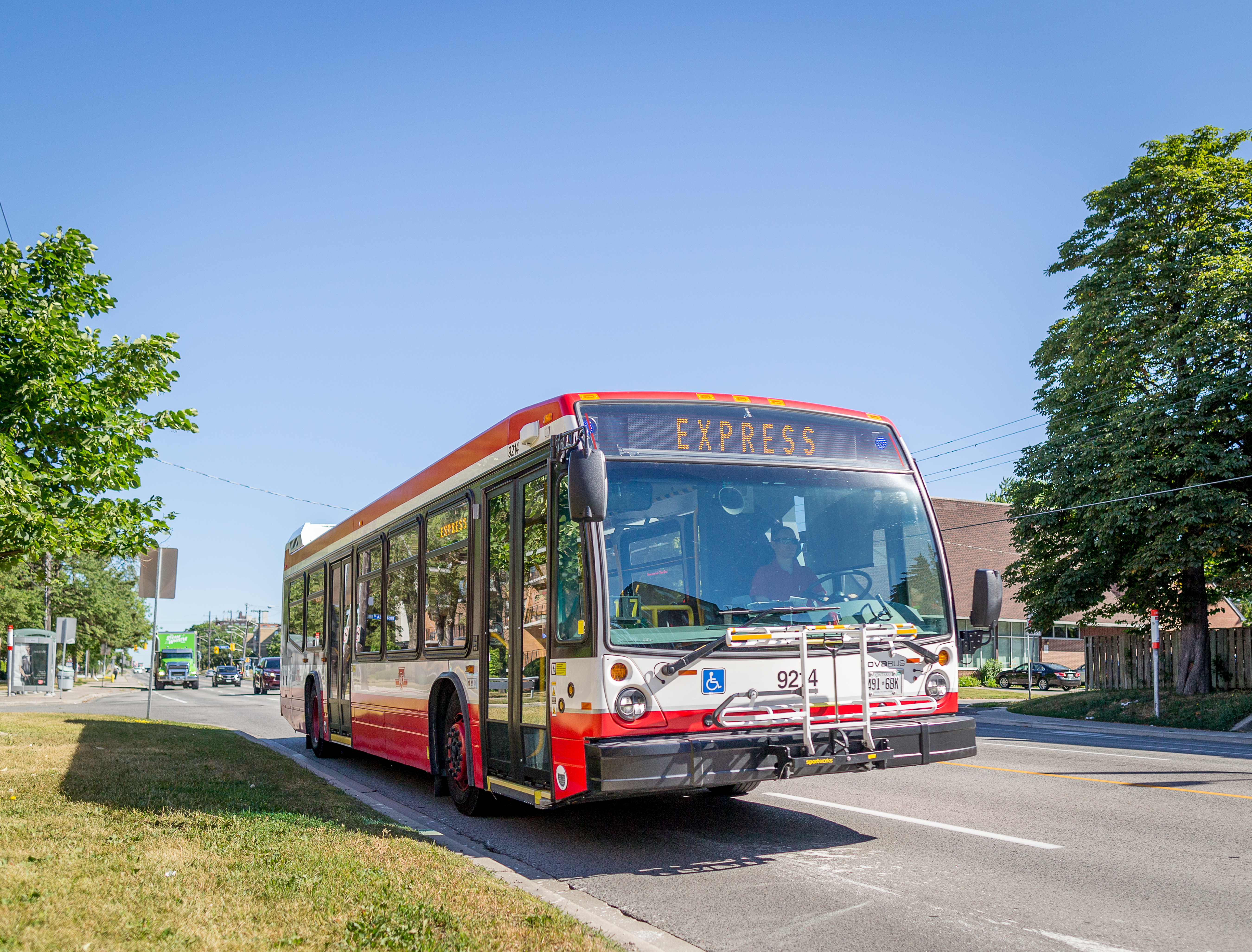 A TTC bus with "Express" showing as the destination sign