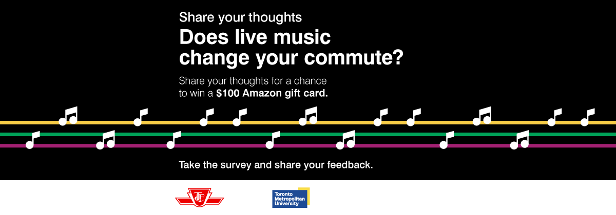 Share your thoughts. Does live music change your commute? Share your thoughts for a chance to win a $100 Amazon gift card. Take the survey and share your feedback.