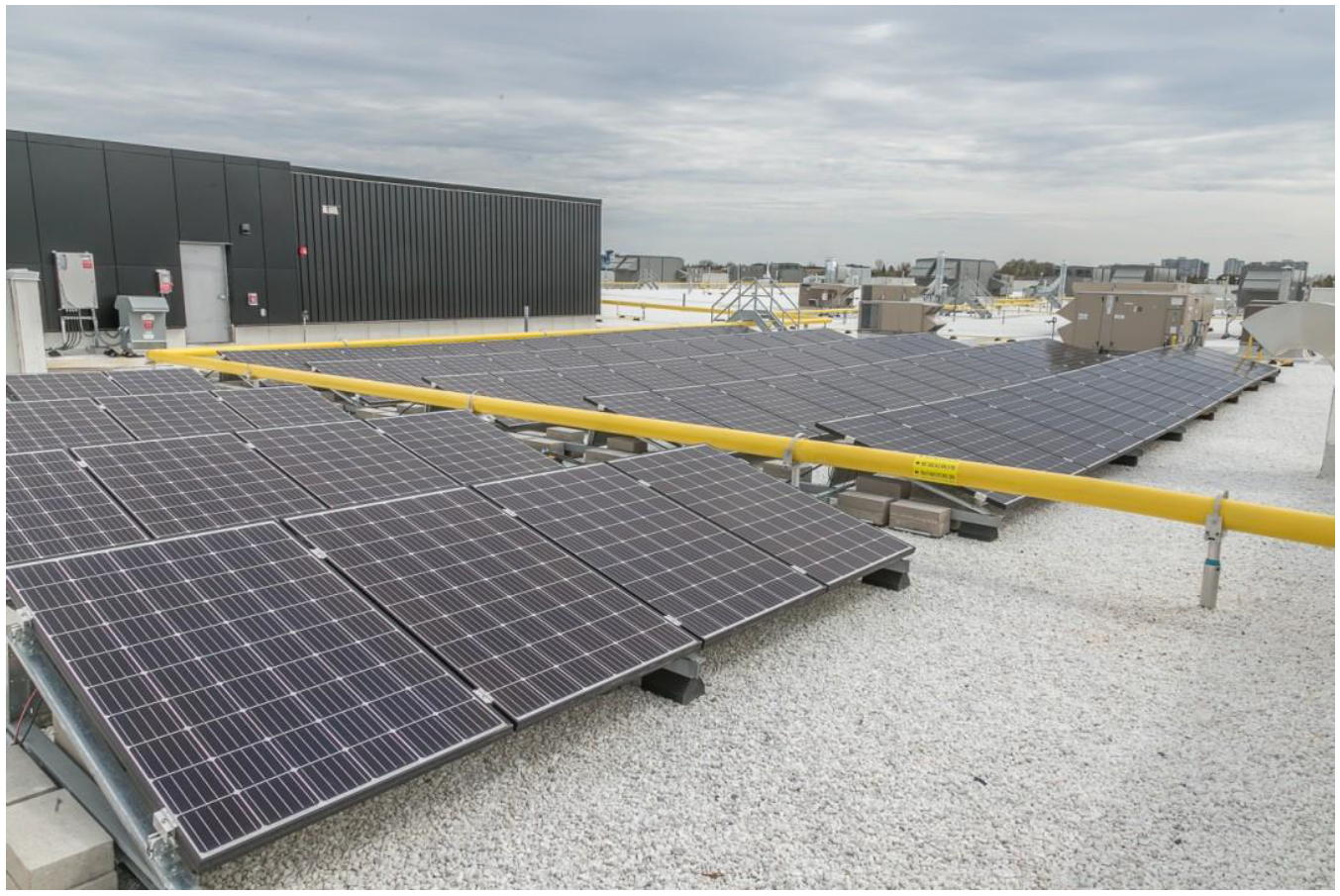 Solar panels installed on top of a TTC facility