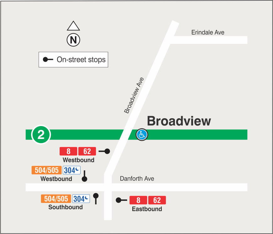 Map of Broadview Station bus service changes effective December 6, 2023
