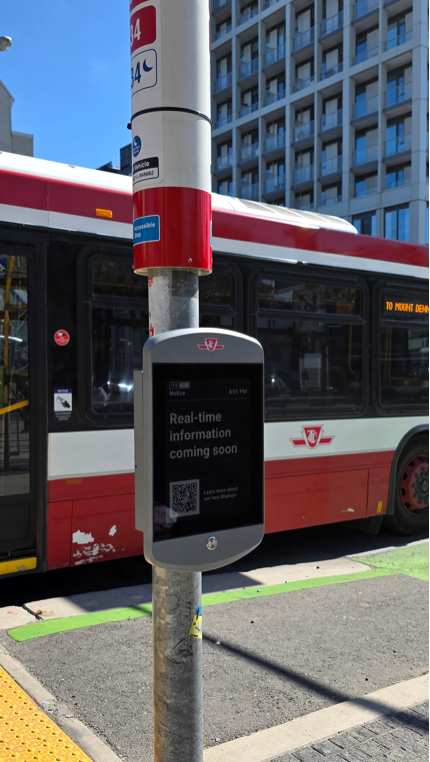 Real-Time Information Screen on a TTC stop pole