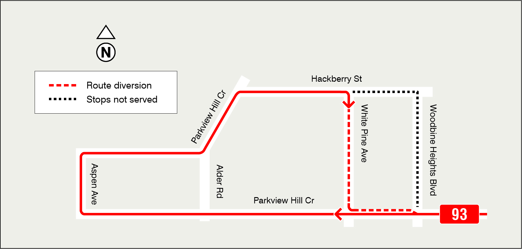 Map of route diversion