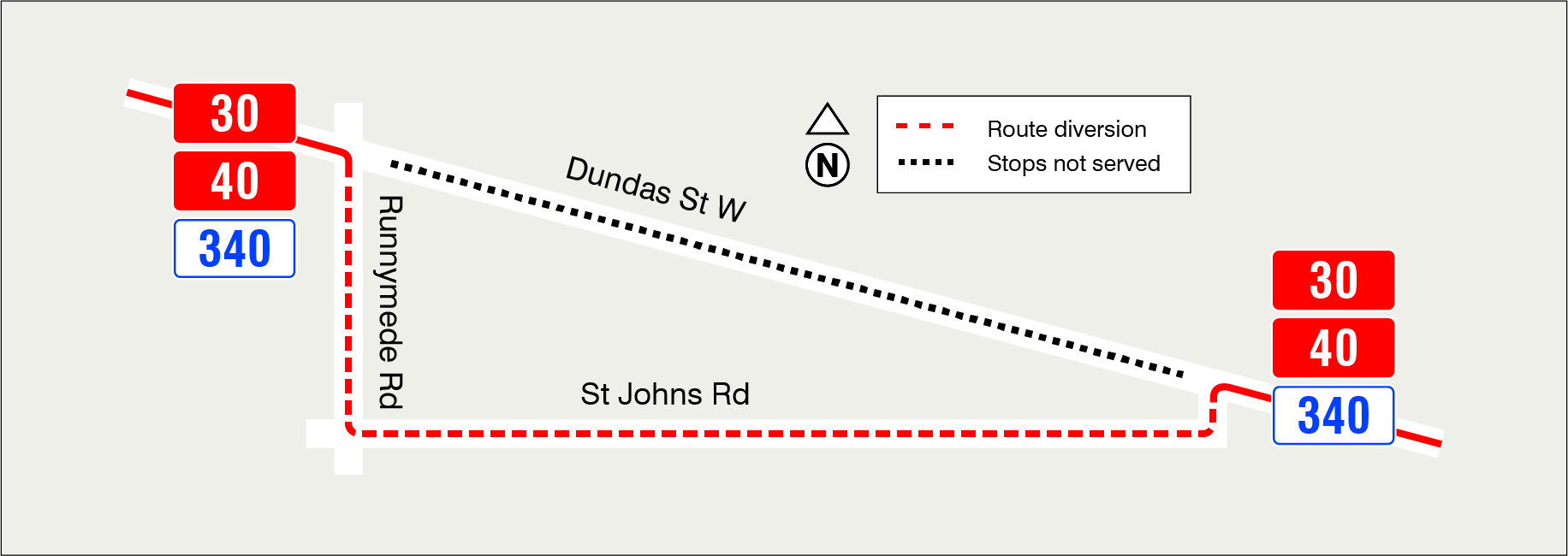 Map of route diversion