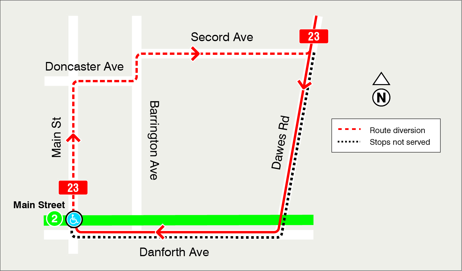 Map of route diversion