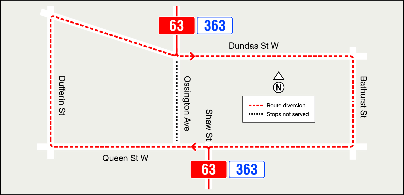 Map of route diversion