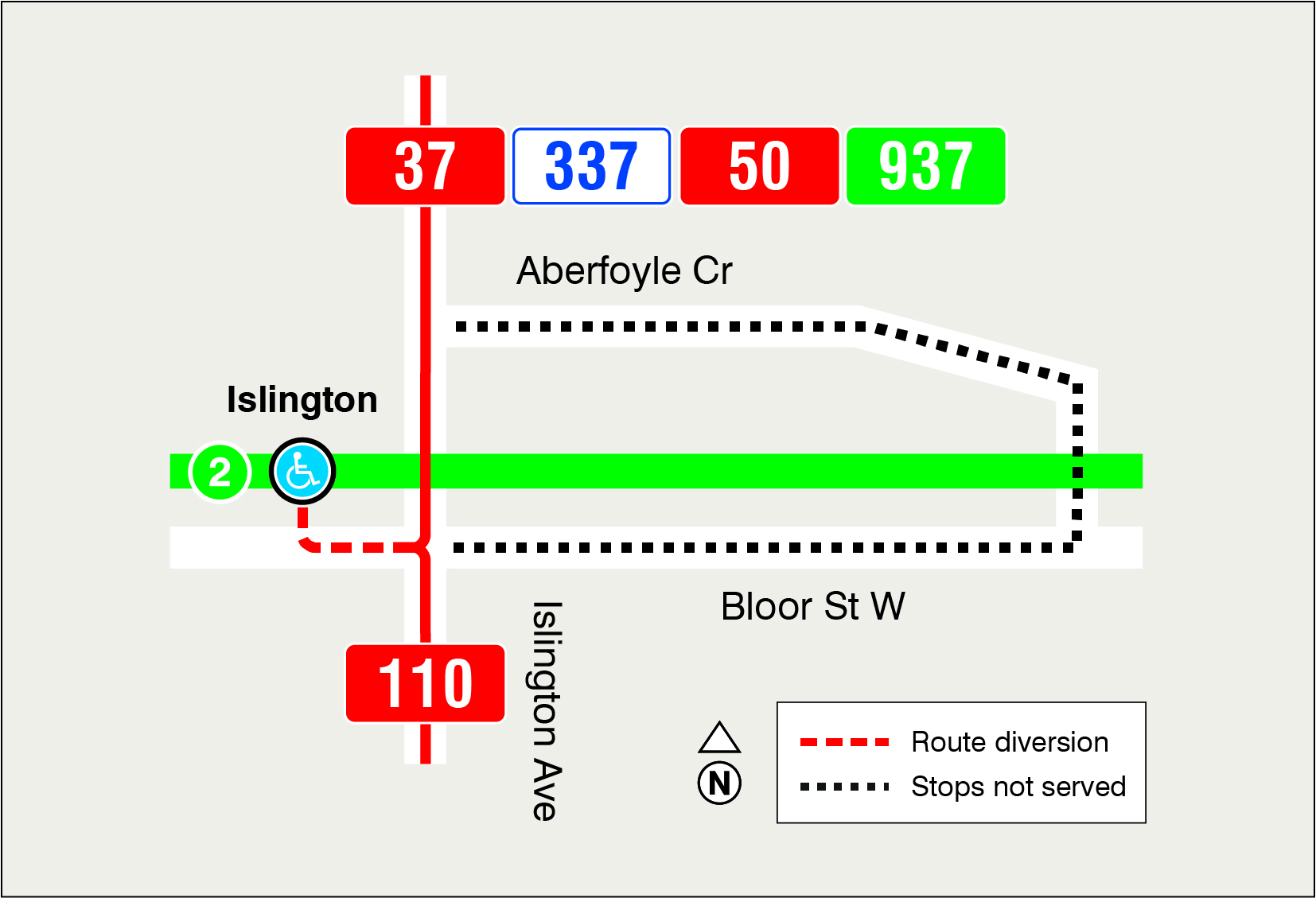 Map of route diversion