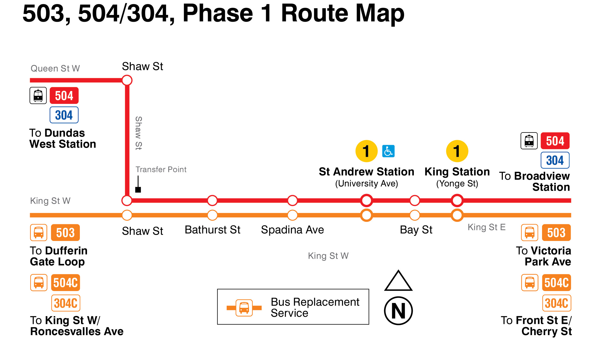 Map of route or service change