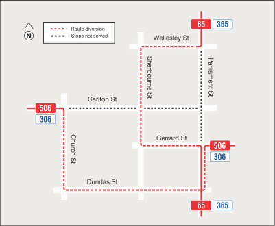 Map of route diversions