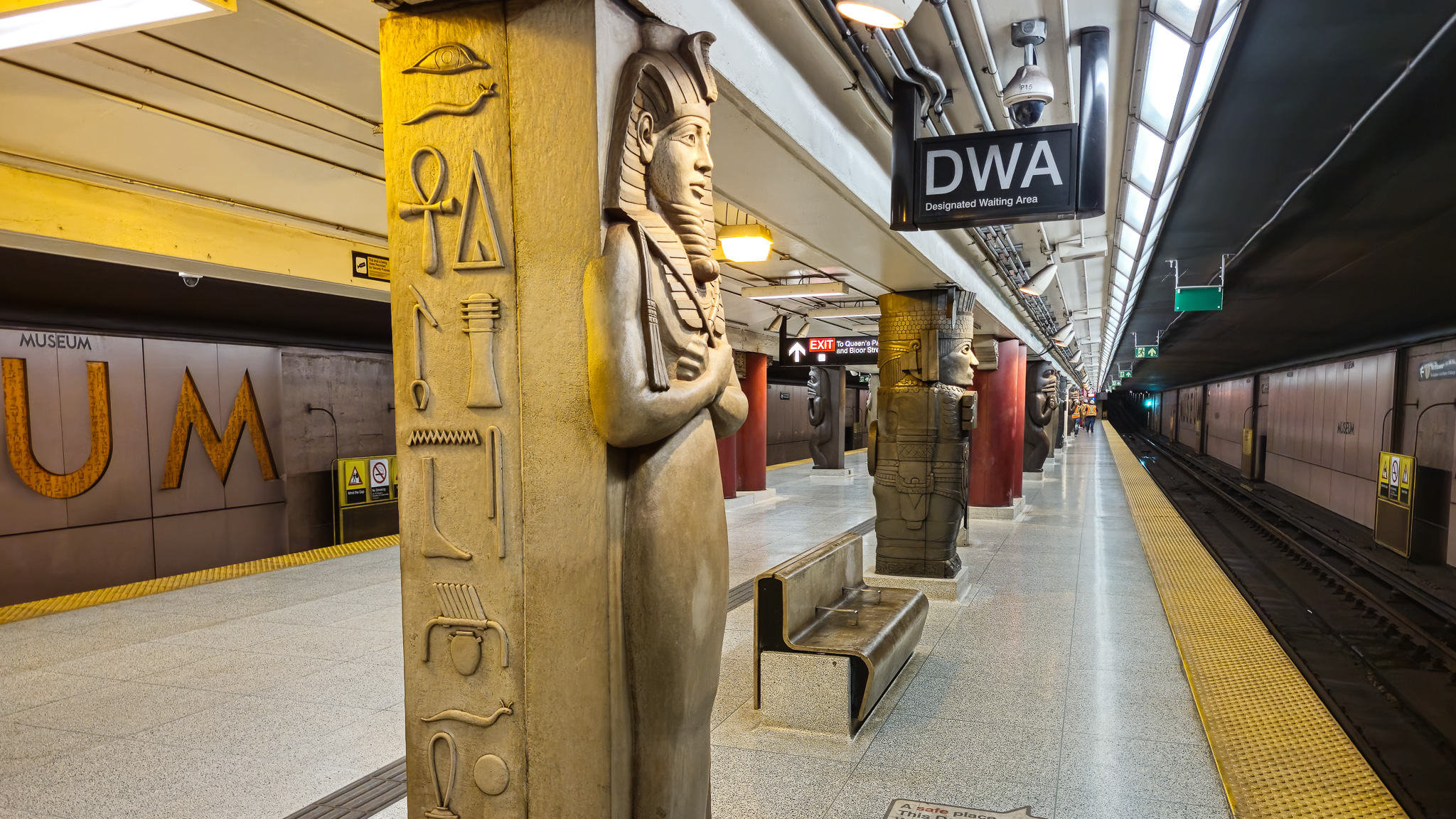 A closer look at the Ancient Egyptian columns at Museum Station.