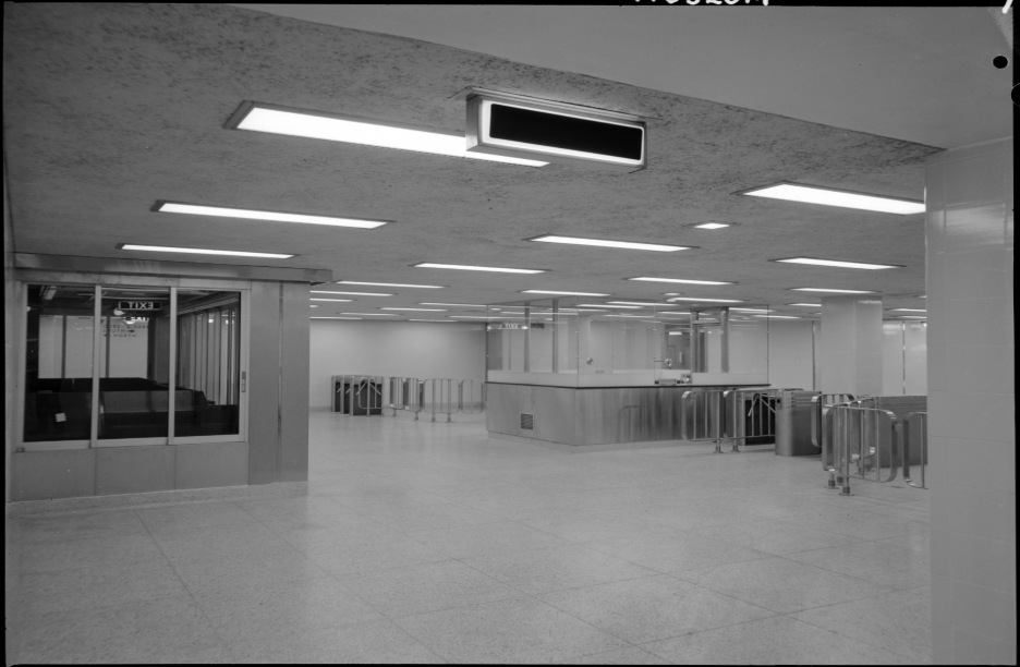 Museum Station subway concourse on opening day in 1963.