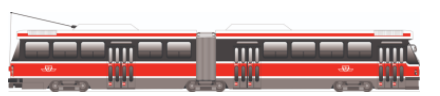 Drawing of an articulated streetcar