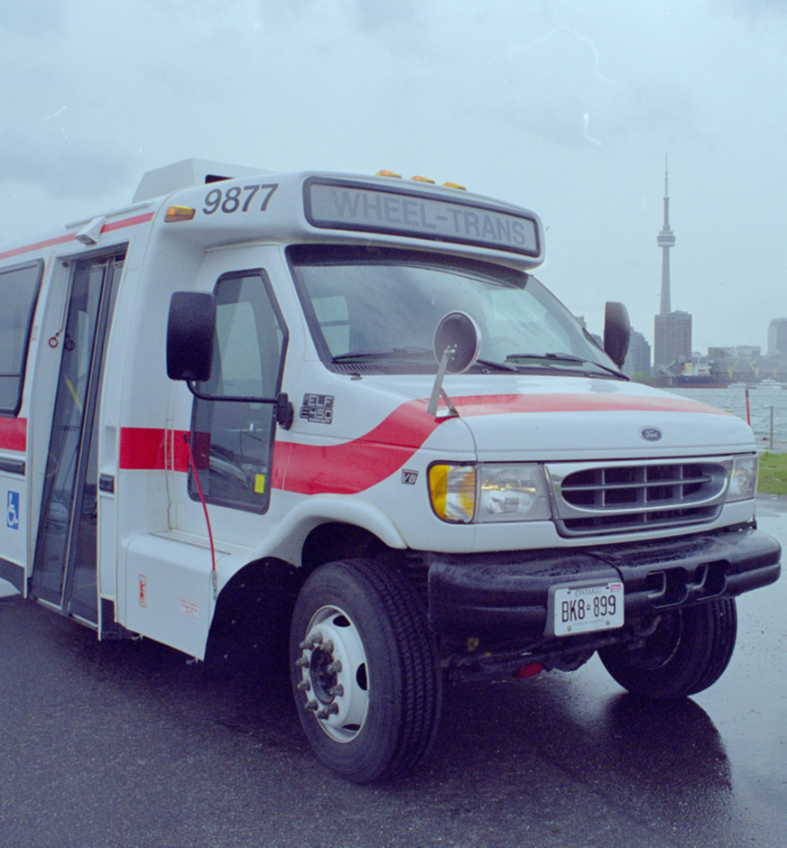 Wheel-Trans bus riding around the City of Toronto
