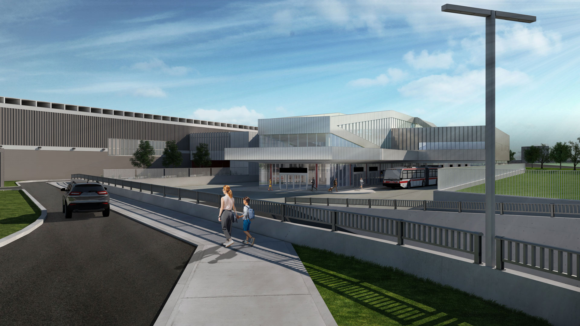 Artist conception of the new bus bays at Warden Station