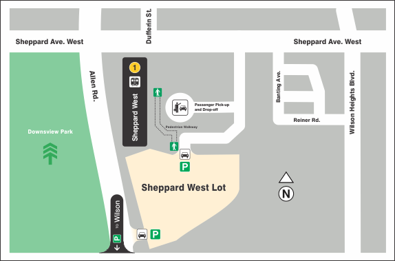 Sheppard West Station parking lot map