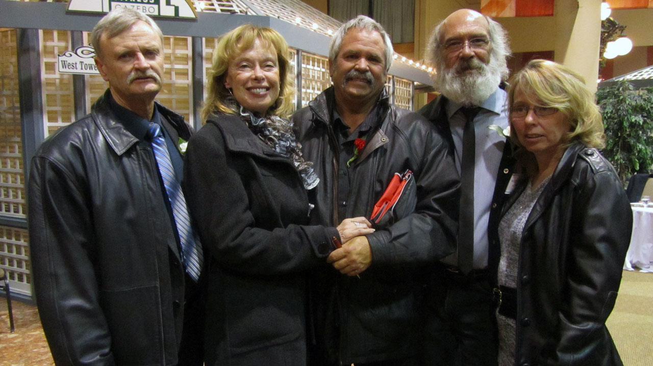 BRIAN WATTS, KENNETH BORISKO, MICHAEL ADAMS Left: Russell Operator Brian Watts (29 years), Russell Operator Kenneth Borisko (28 years, 1 month) and his wife, Kathy, and Russell Operator Michael Adams (26 years) and his wife, Patty.