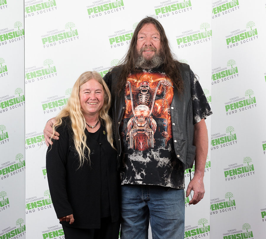 BARBARA CALDERONE, 31 years, 10 months From Bus Maintenance and Shops, Barbara Calderone with her husband, Tom.