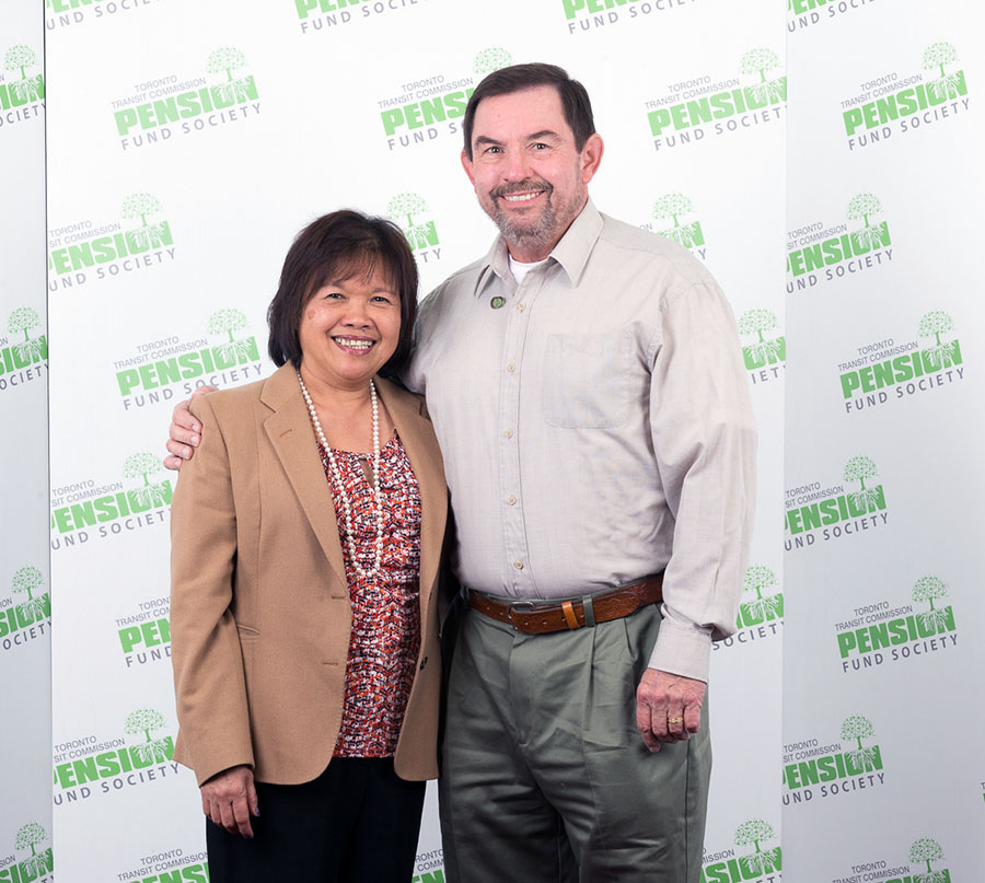 JAMES HUSTON, 30 years, 4 months From Bus Transportation, James Huston with his wife, Virgilia.