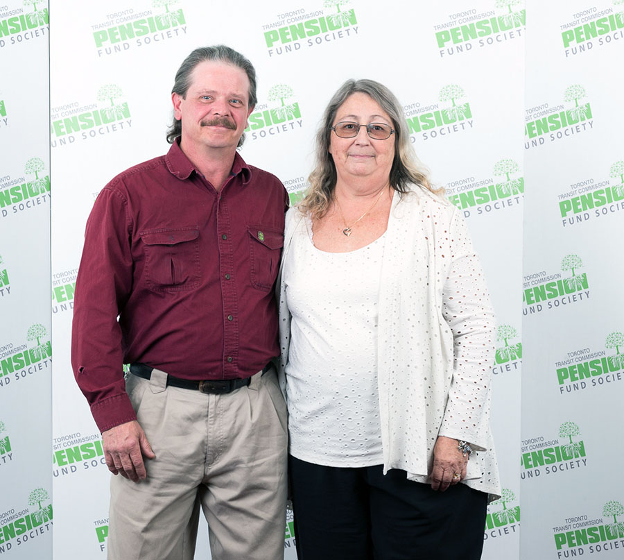 DONALD STRANGE, 29 years, 1 month From Bus Maintenance and Shops, Donald Strange with his wife, Jackie.