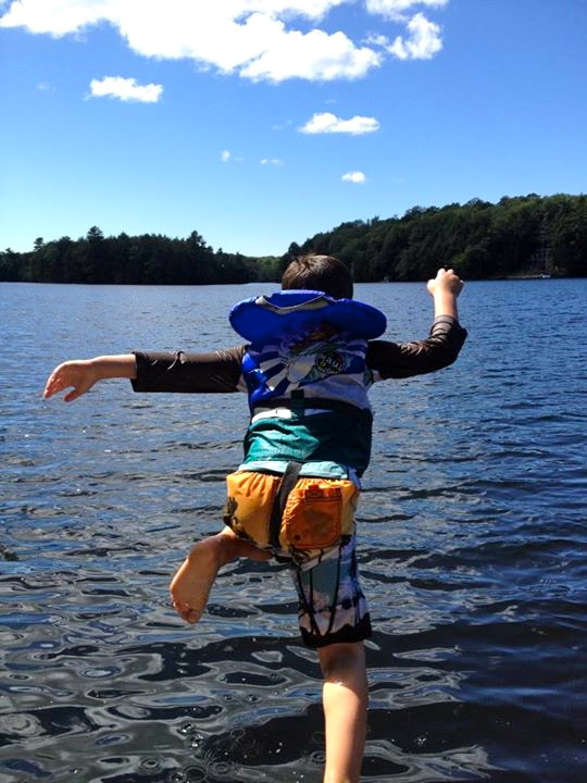 Five year old Rowan, jumping off the dock at cottage near Parry Sound.Photo courtesy Alan Lyons, Training and Development
