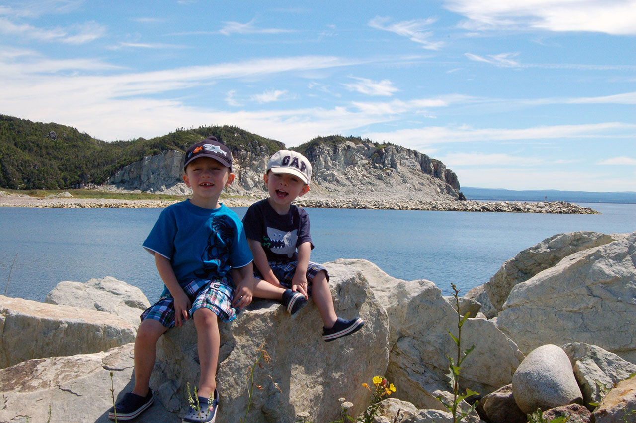 Keegan and Cameron, on a family trip to Stephenville, Newfoundland. Photo courtesy Jeff Fleming and wife, Necia, Rail Cars and Shops