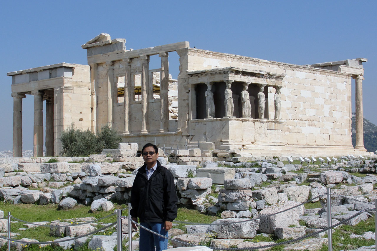 At the Porch of the Caryatids, Acropolis, Athens, Greece. Photo courtesy Salek Seraj