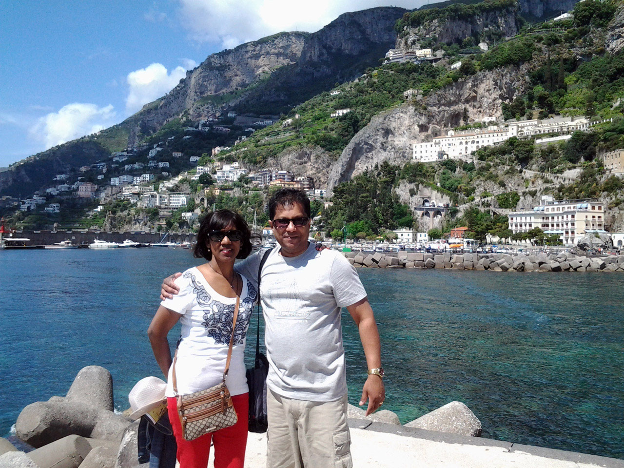 With my wife, Meena, in Amalfi. Italy. Photo courtesy Stephen Rambali