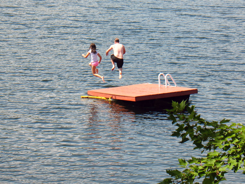 My kids, Lusin and John, set to make a big splash on Clark Lake, near Bancroft. Photo courtesy Peter Janas