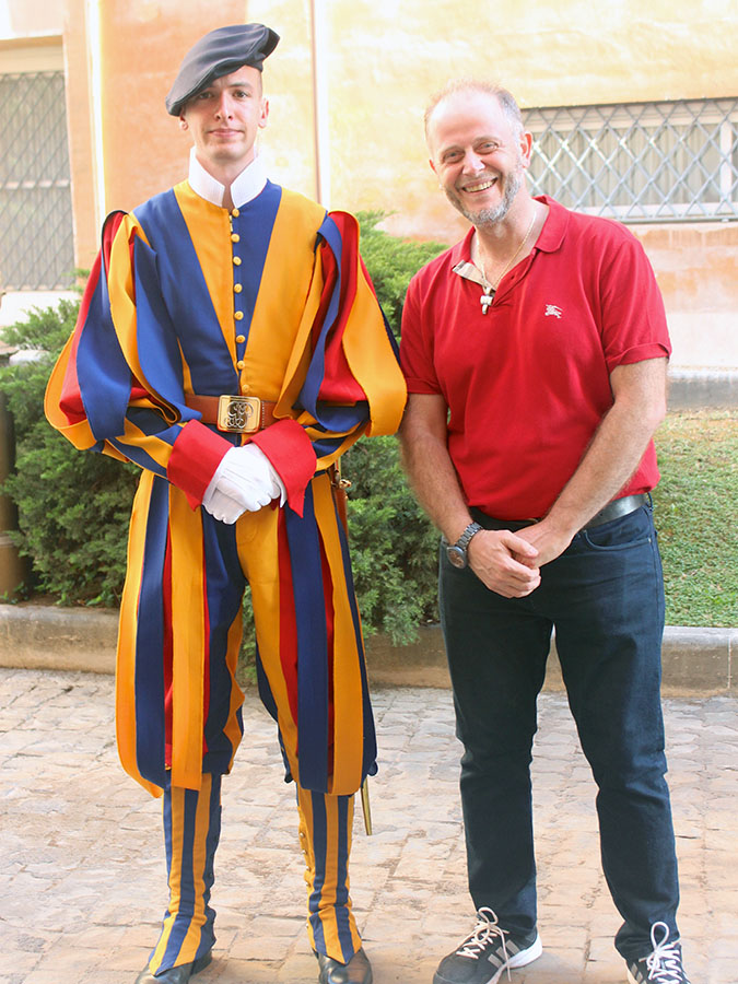 Summer snap with Vatican Guard in Rome. Photo courtesy Noor Al Shaikh
