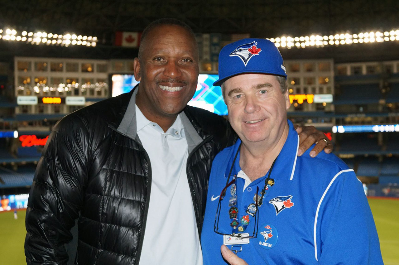 At the Jays game with Joe Carter. Photo courtesy Randy Meredith