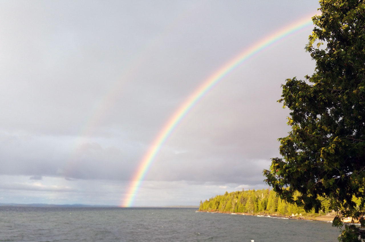 A rainbow arcs into Ontario&rsquo;s North Channel. Photo courtesy Bernie O Reilly