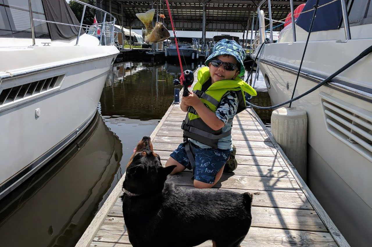 Noah fishing off the dock. Photo courtesy Shawn Silva