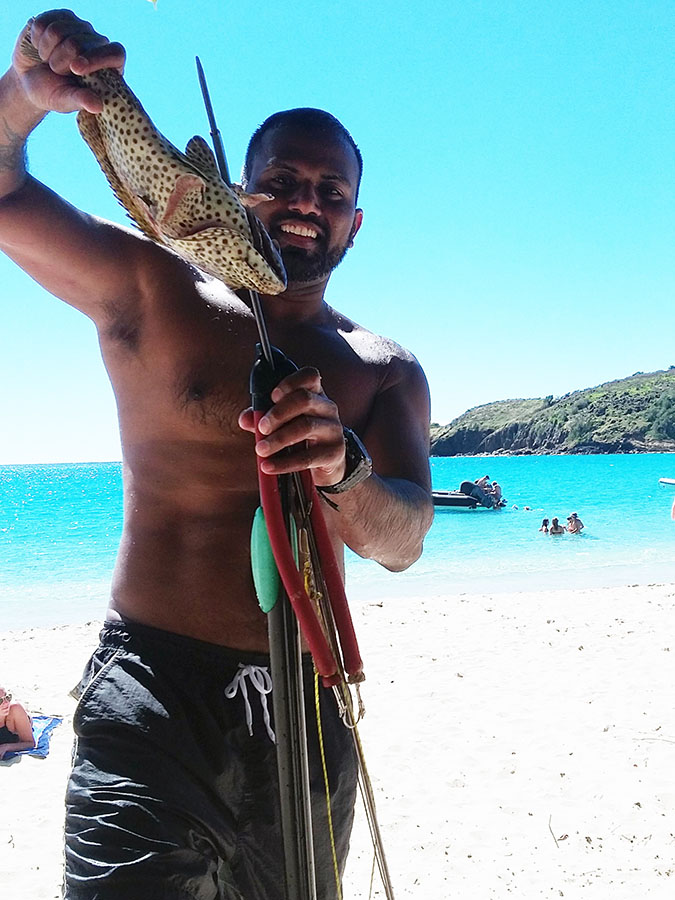 Spear fishing earlier this year at Rendezvous Beach, Antigua and Barbuda. Photo courtesy Harish Singh