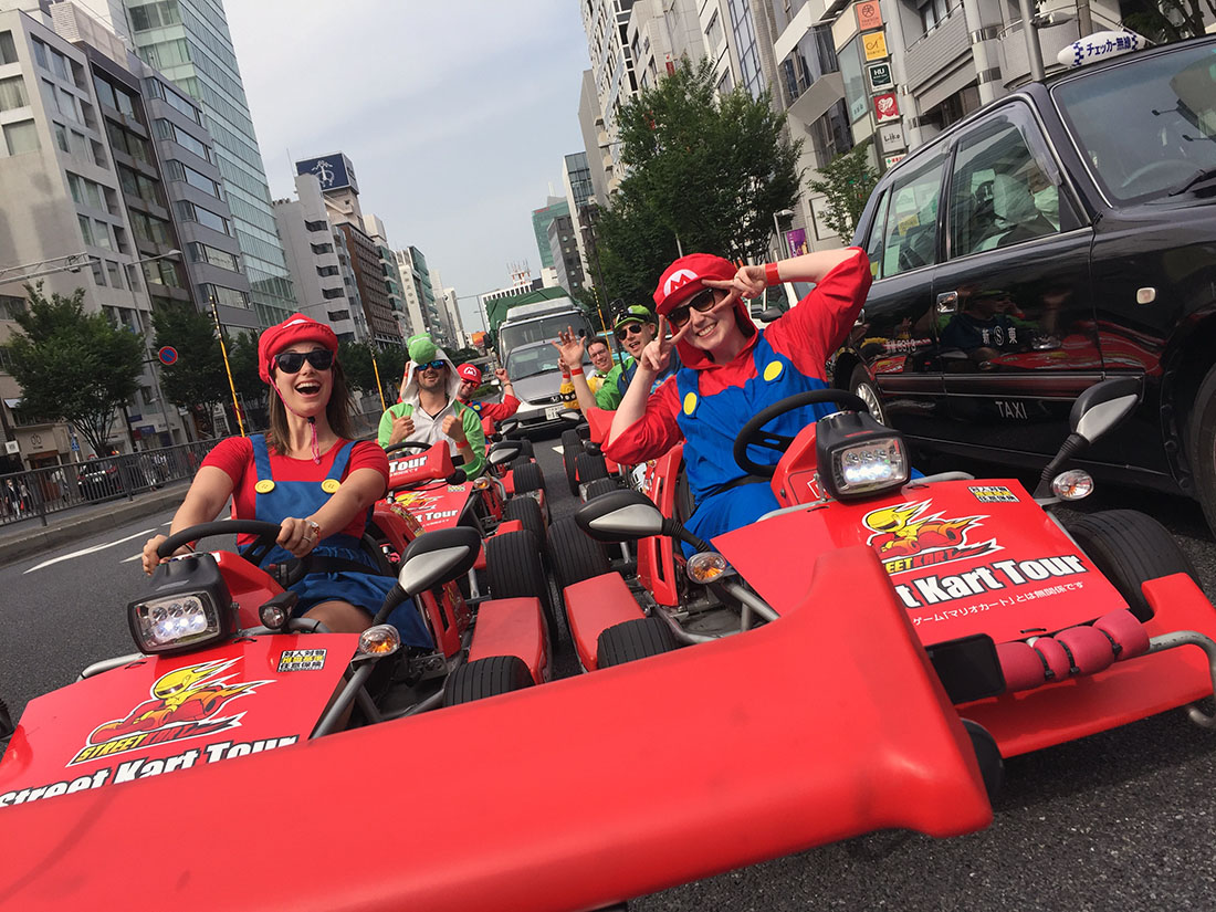 Honeymoon in Japan, touring the streets of Tokyo via go-kart (video game style!). Photo courtesy Samantha Belgrave